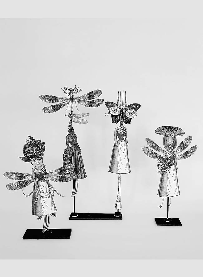 Ateliers arts plastiques enfants adultes arts plastiques idée originale collage severine perrier artiste plasticienne surréalisme noir et blanc illustration paper objects